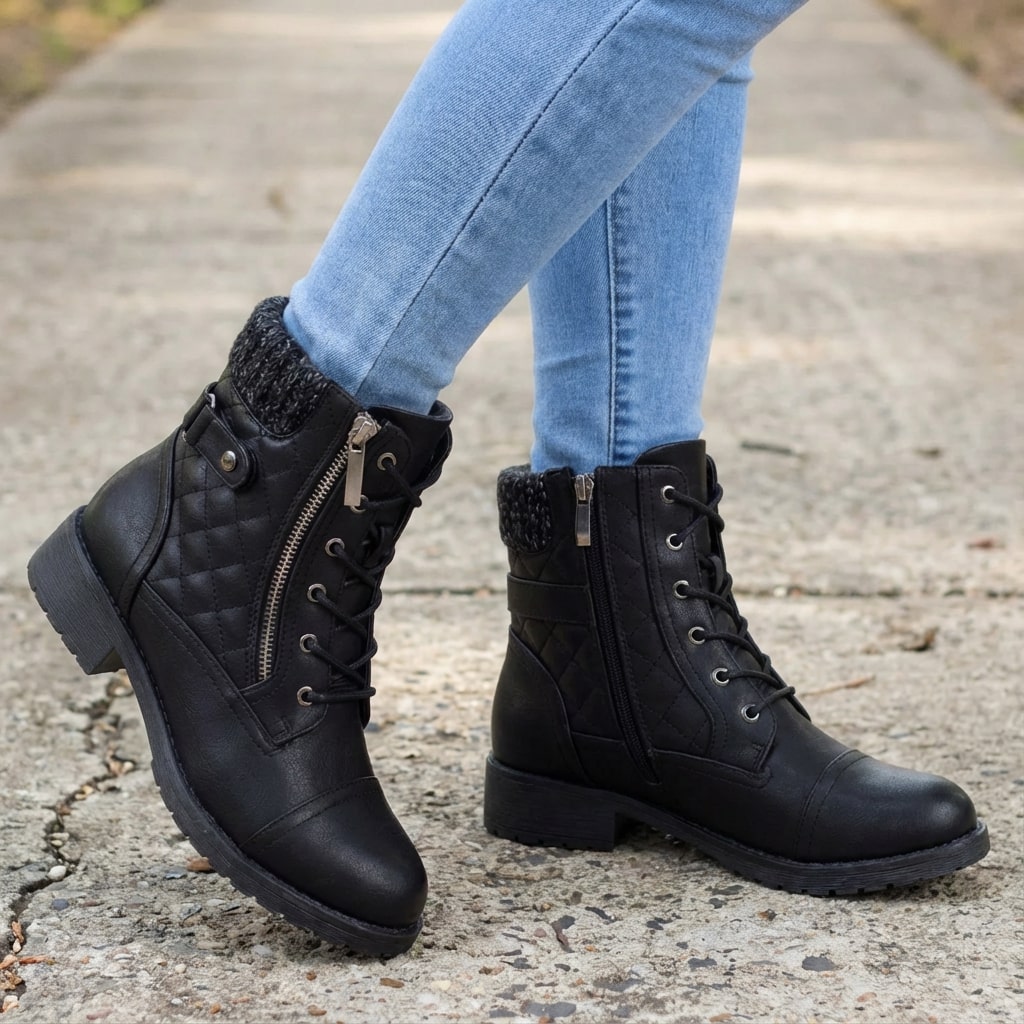 Zinnia | Women's Ankle Boots | Leather, Side Zipper, Block Heel