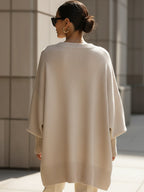 Women oversized pullover relaxed fit with ribbed round neckline and wide sleeves