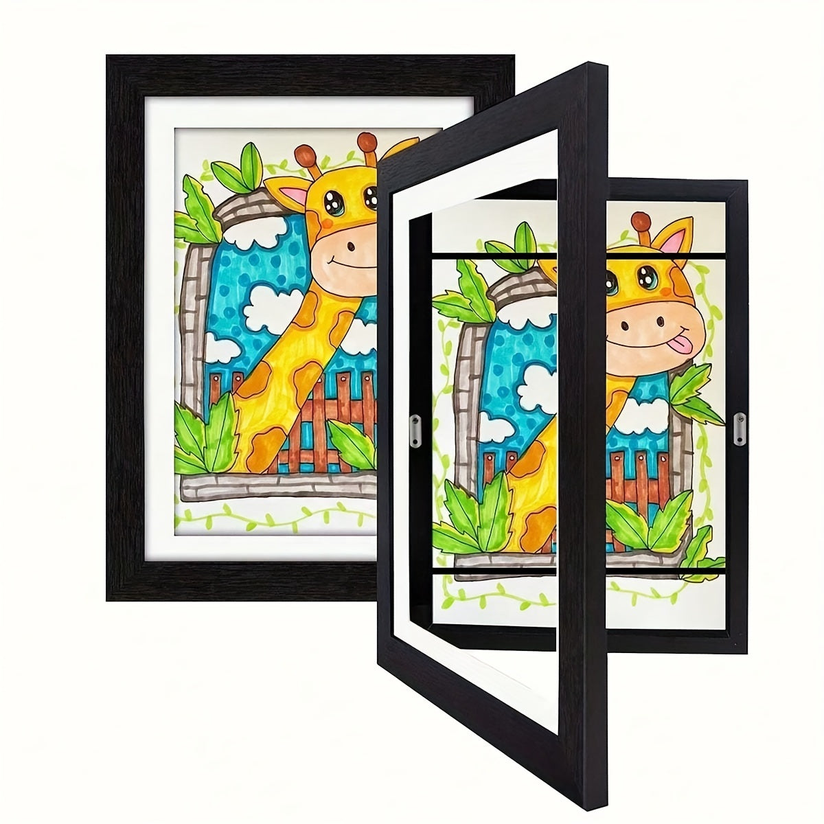 Mila | Photo Frames Set | A4 Wooden Wall Mount, Magnetic | Black, 2pcs