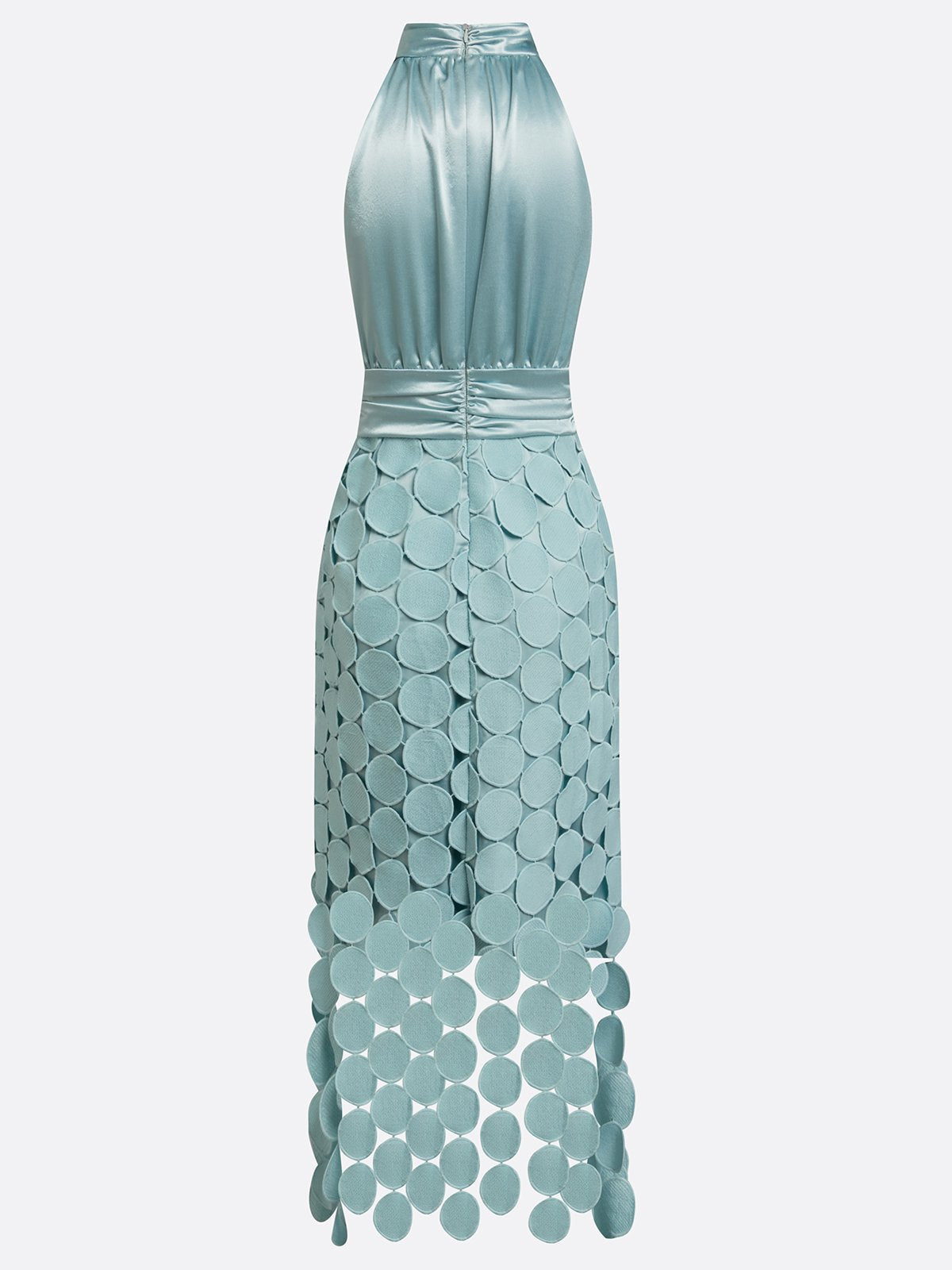 Ottavia | Halter Midi Dress | Occasion, Satin Bodice | Appliqué Skirt