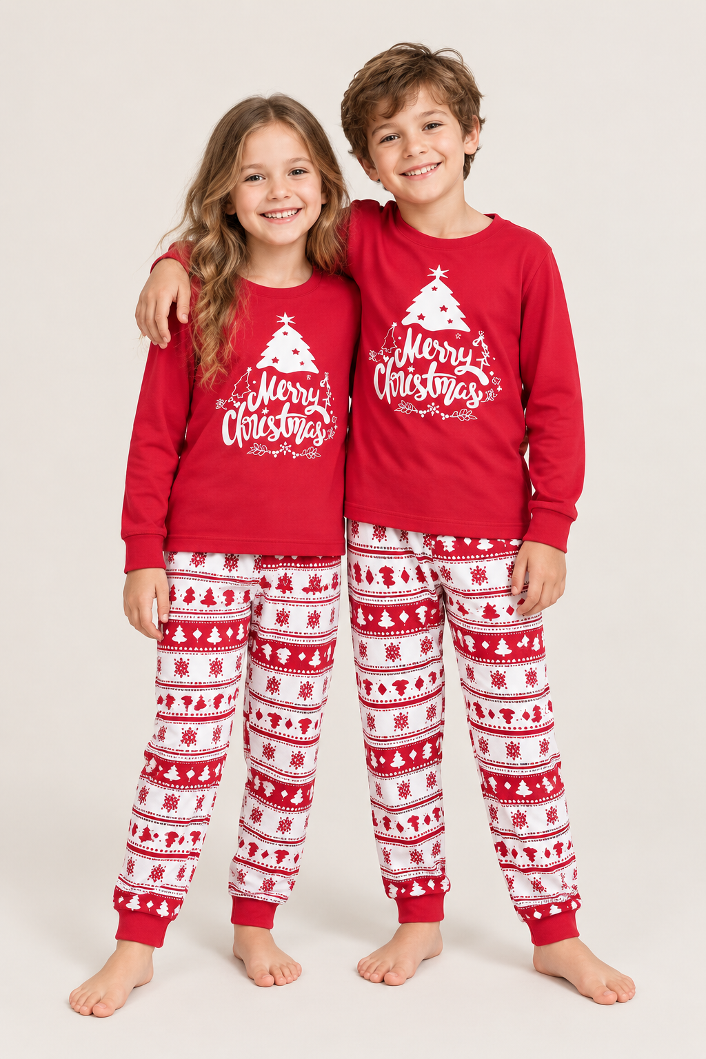 Christmas Pajamas Family Matching Sets Cotton Women Men Kids Baby