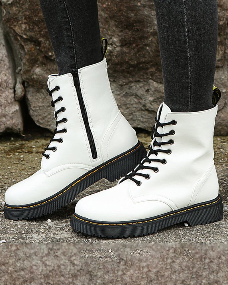 Women Leather Ankle Boots Platform