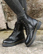 Women Leather Ankle Boots Platform