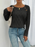 Seraphina | Women's Winter Sweater | Cable Knit, Button Detail