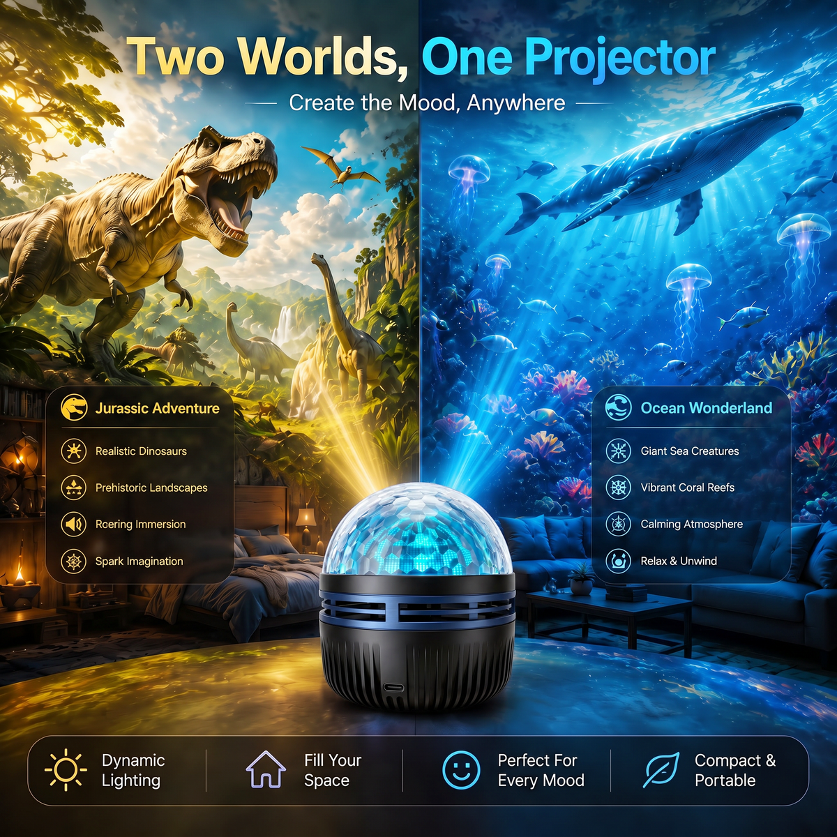 Galaxy Sky Projector Night Light | 360 Rotating USB Powered