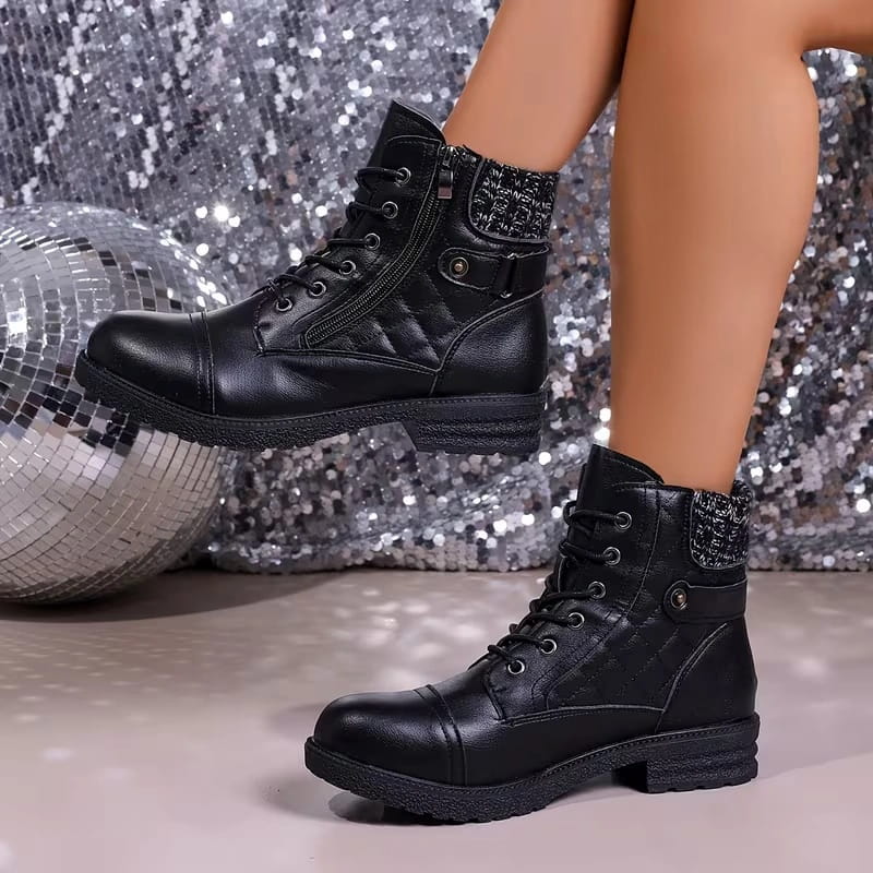 Zinnia | Women's Ankle Boots | Leather, Side Zipper, Block Heel