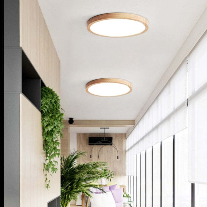 Iris | LED Ceiling Light | Dimmable, Tri-Color | Minimalist Wood Accent