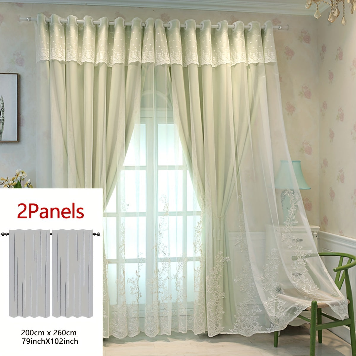 Saoirse | Embroidered Curtain Panels | Elf & Fairy Design, Light-Filtering | Set of 2 with Rings