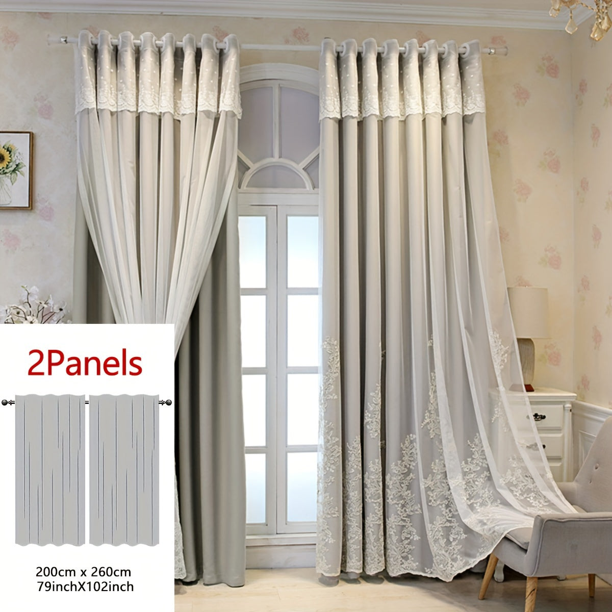 Saoirse | Embroidered Curtain Panels | Elf & Fairy Design, Light-Filtering | Set of 2 with Rings