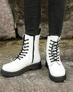Women Leather Ankle Boots Platform