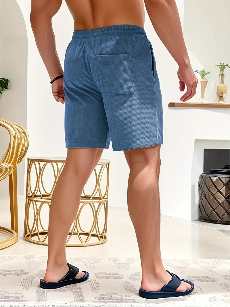 Mens Shorts Corduroy Look Lightweight Straight Fit Casual Wear