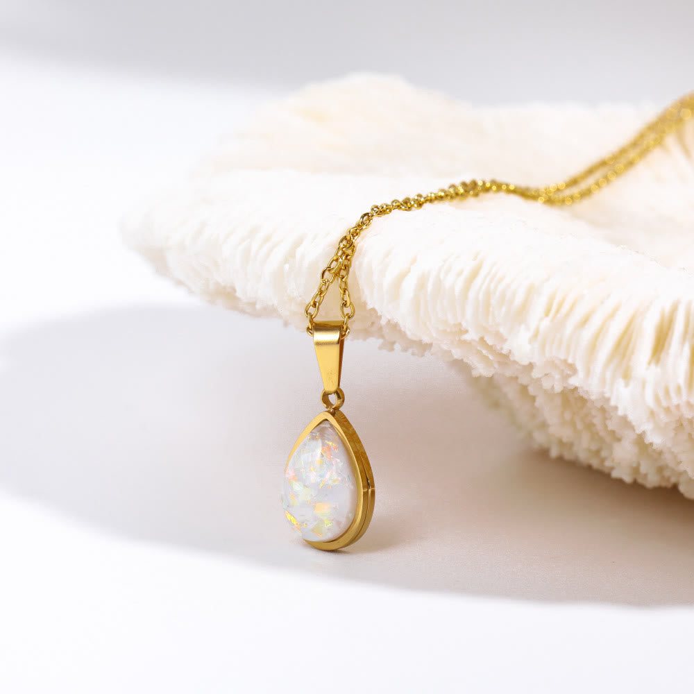 Amara | Opal Drop Pendant Necklace | 18K Gold, Natural Opal | Minimalist