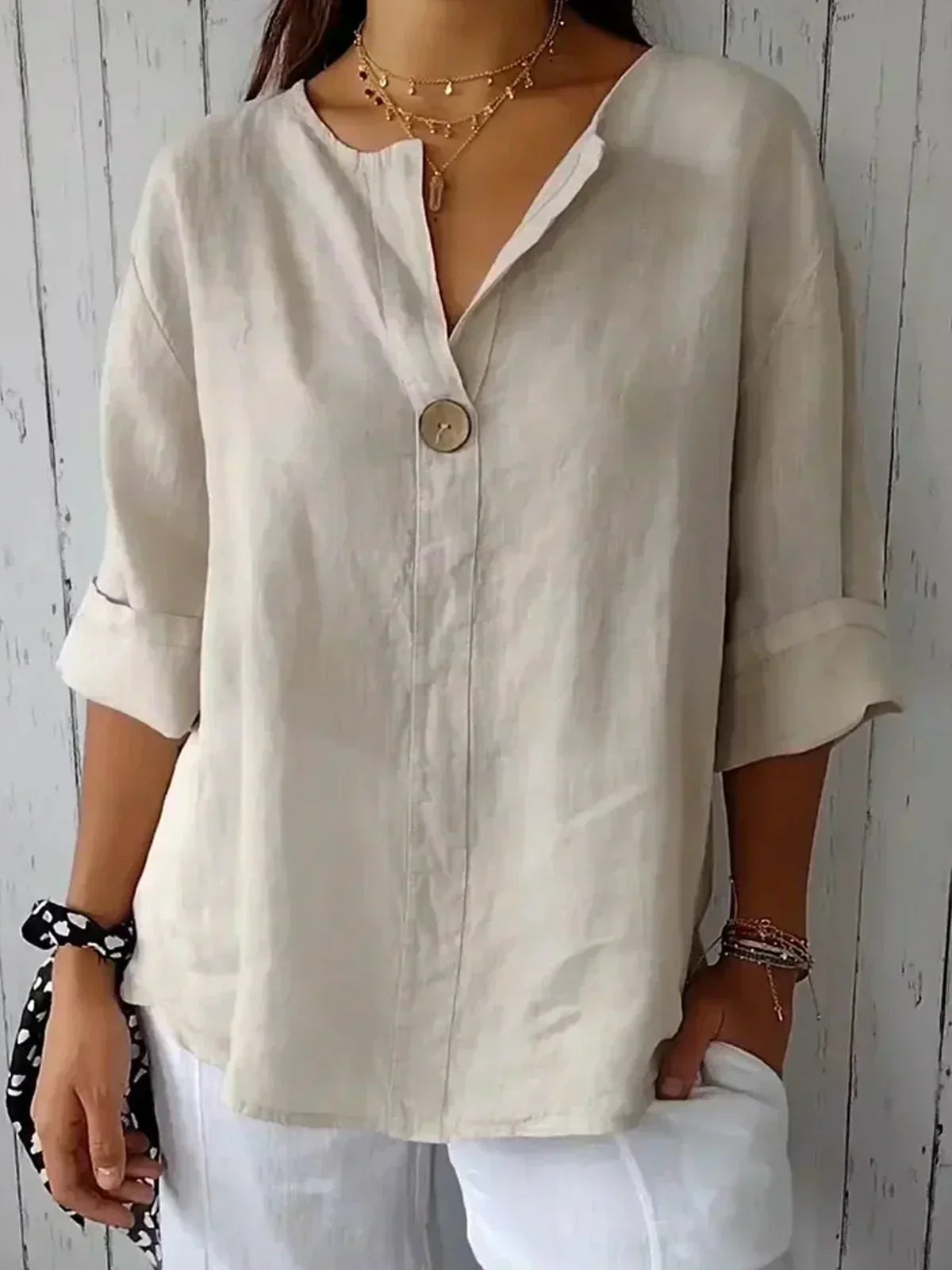 Nina | Women's Blouse | V-Neck, Lightweight, Loose Fit | Summer Top