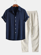 Ivy | Men's Summer Outfit Set | Linen Shirt & Trousers | Lightweight, Relaxed Fit