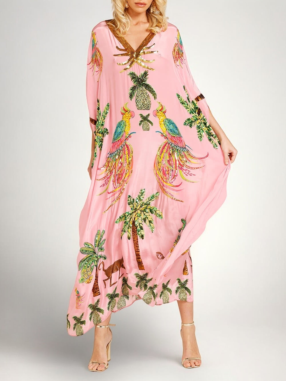 Anouk | Tropical Print Dress | Drop Shoulder, Coconut Tree | Loose Fit