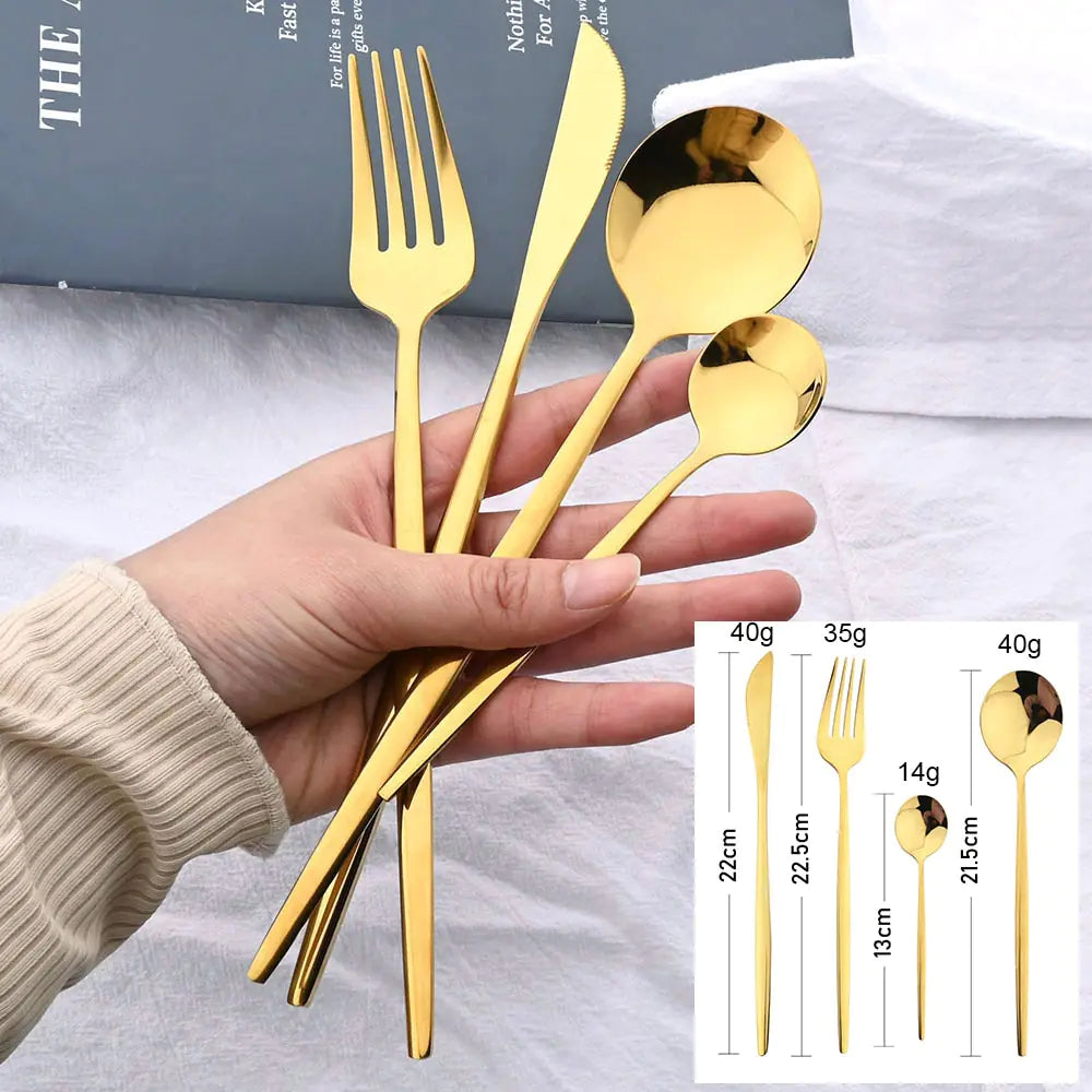 Kira | Cutlery Set 24 Piece | Stainless Steel, Gold Accent | Black, White, Rose