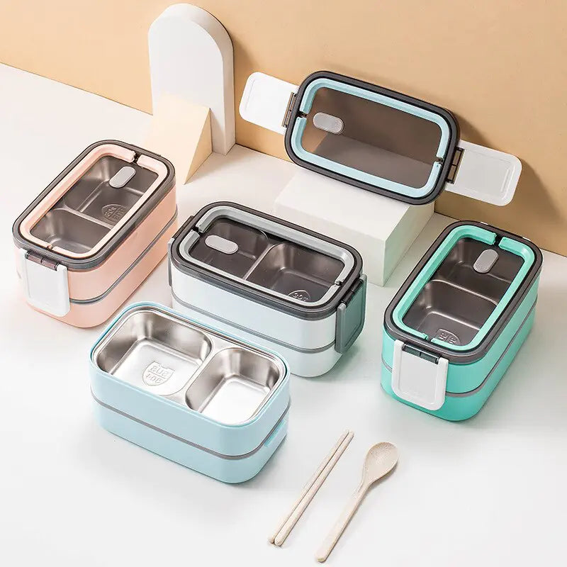 Ondina | Bento Lunch Box | 2-Layer Stainless Steel | Leakproof, Compact