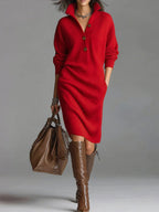 Midi Dress Women Ribbed Knit Bodycon Figure Hugging Slim Fit