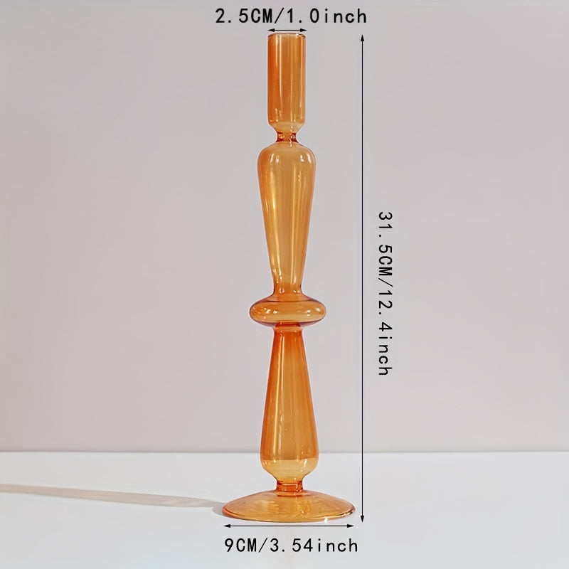Indra | Glass Candlestick Set | Minimalist Table Decor | Lacquered, Romantic