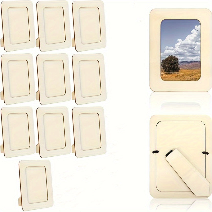 Ondina | Photo Frames Set | 10 Wooden DIY Frames | 15.24 cm, Light Beige