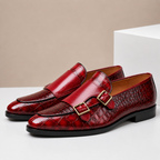 Clea | Men's Leather Loafers | Double Monk Strap, Almond Toe