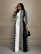 Women Jumpsuits Polka Dot Contrast Color Long Sleeve High Waist | Clea