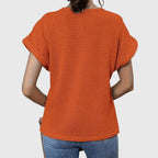 Mila | Women's Openwork Blouse | Short Sleeve, Round Neck | Loose Fit