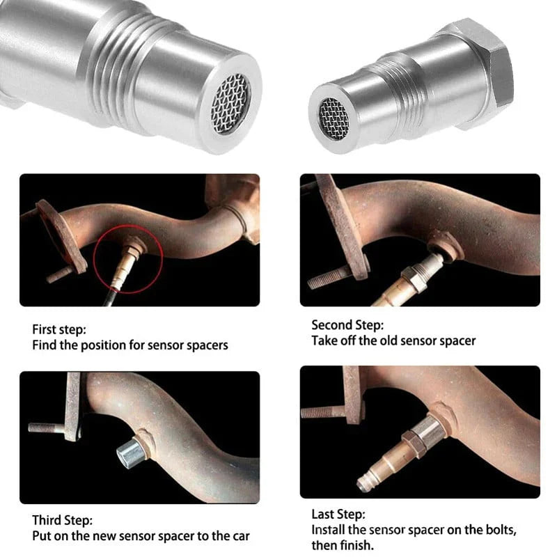 Alba | O2 Sensor Adapter | Check Engine Light Eliminator | M18x1.5, Stainless Steel