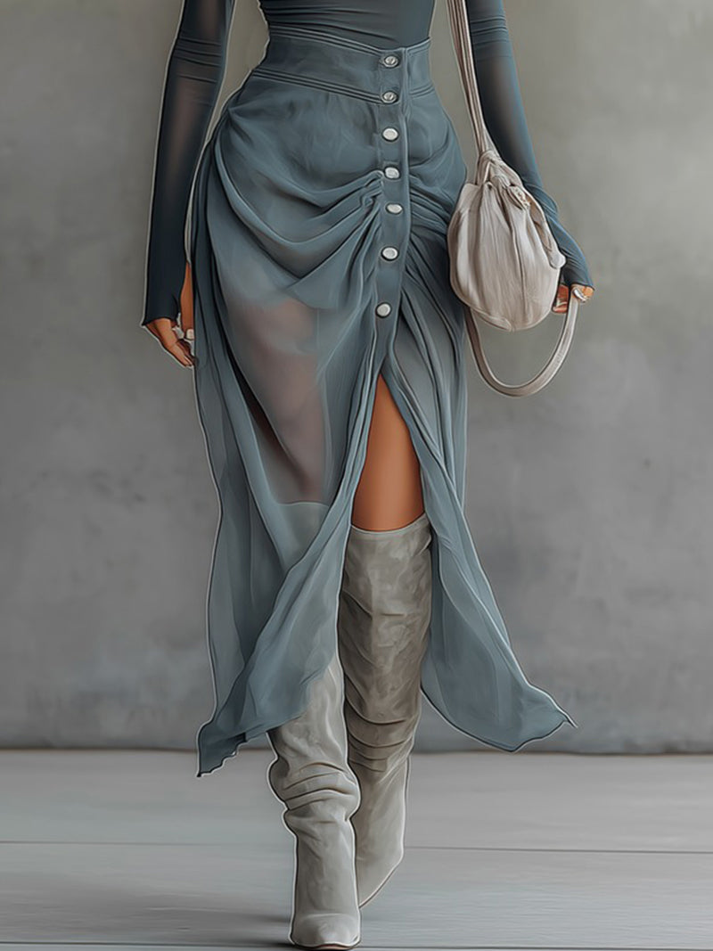 Maxi Dress Women Chiffon Off Shoulder Slit Floor Length | Tindra