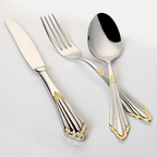 Jade | Cutlery Set | Gold Finish, Stainless Steel | 24 or 48 Piece