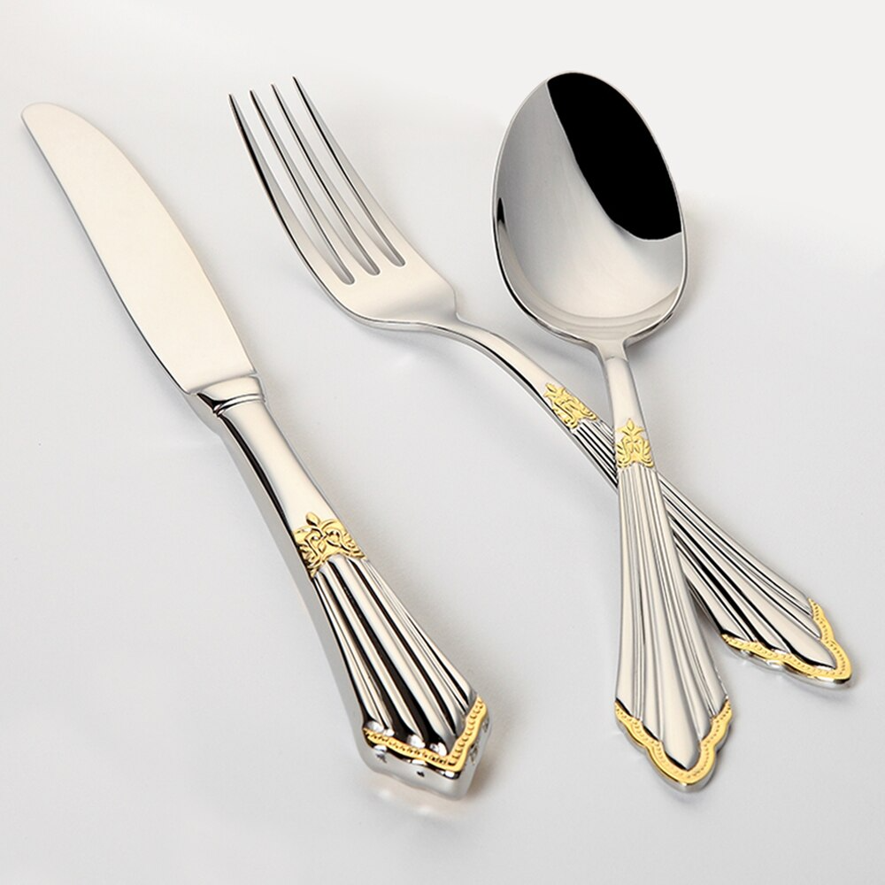 Jade | Cutlery Set | Gold Finish, Stainless Steel | 24 or 48 Piece