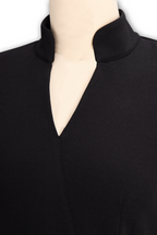 Midi Dress Women Fitted Pencil Wrap Neckline Three Quarter Sleeve