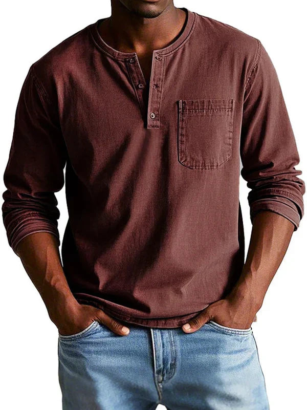 Honor | Men's Henley Shirt | Long Sleeve, Casual Fit | Lightweight