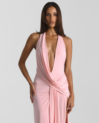 Anouk | Halter Neck Maxi Dress | Backless, High Slit | Evening & Wedding