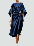 Thea | Women's Maxi Dress | Boat Neck, Midi Sleeves | Formal Occasion