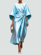 Thea | Women's Maxi Dress | Boat Neck, Midi Sleeves | Formal Occasion