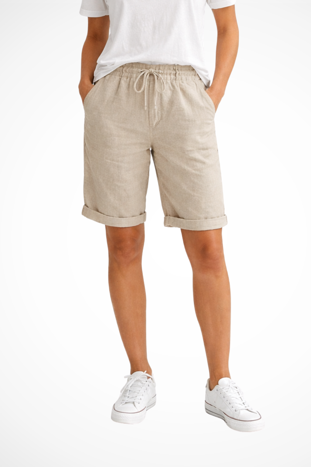 Veda | Women's Linen Capri Pants | Relaxed Fit, Elastic Waist | Everyday Wear