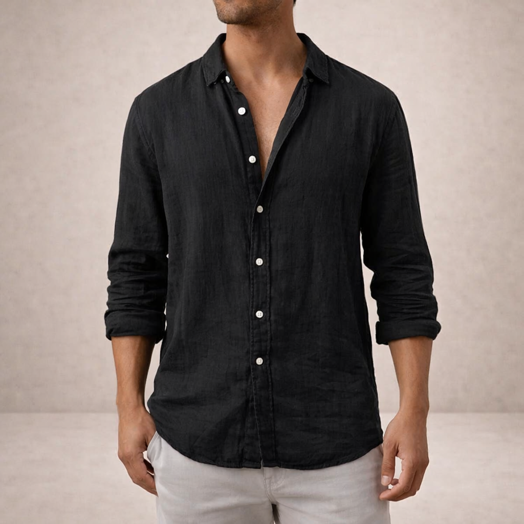 Maren | Men's Linen Shirt | Casual, Breathable | Long Sleeve, Open Collar