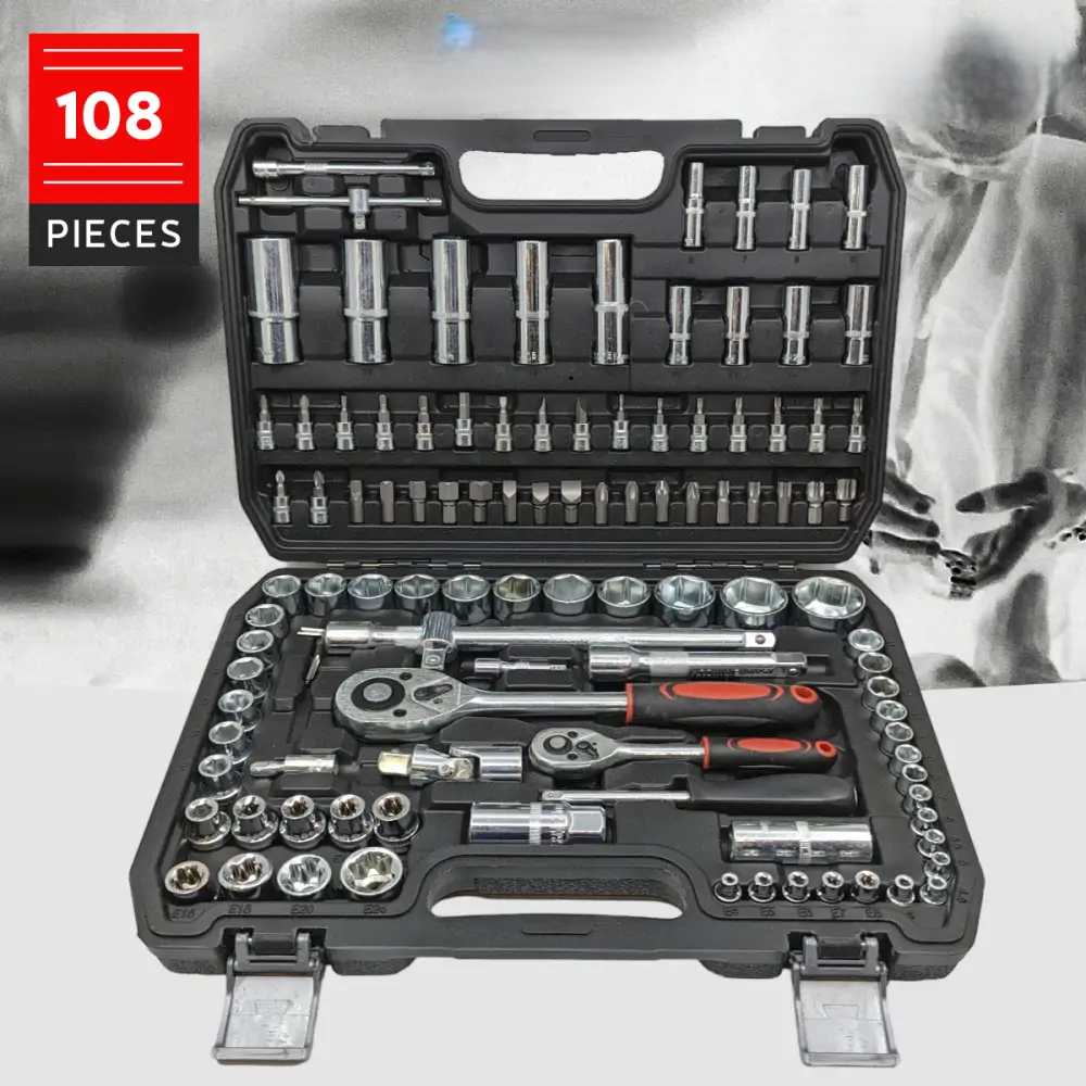Iris | 108-Piece Ratchet Socket Set | Chrome Vanadium, 1/2" & 1/4" Drive | Torx Included
