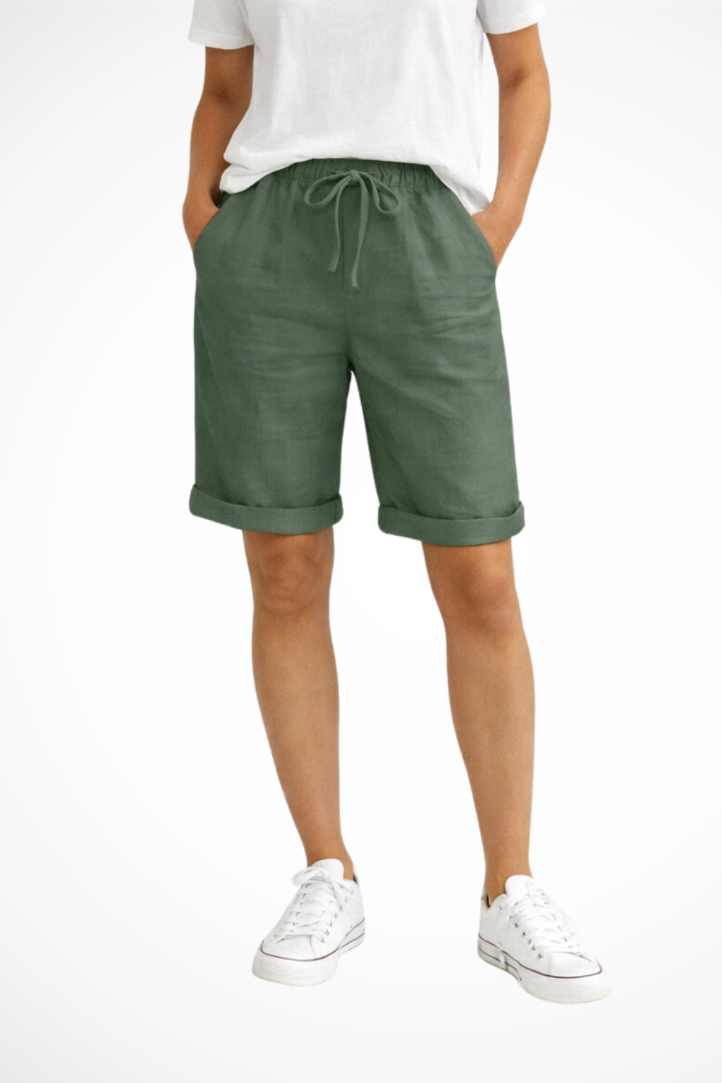 Veda | Women's Linen Capri Pants | Relaxed Fit, Elastic Waist | Everyday Wear