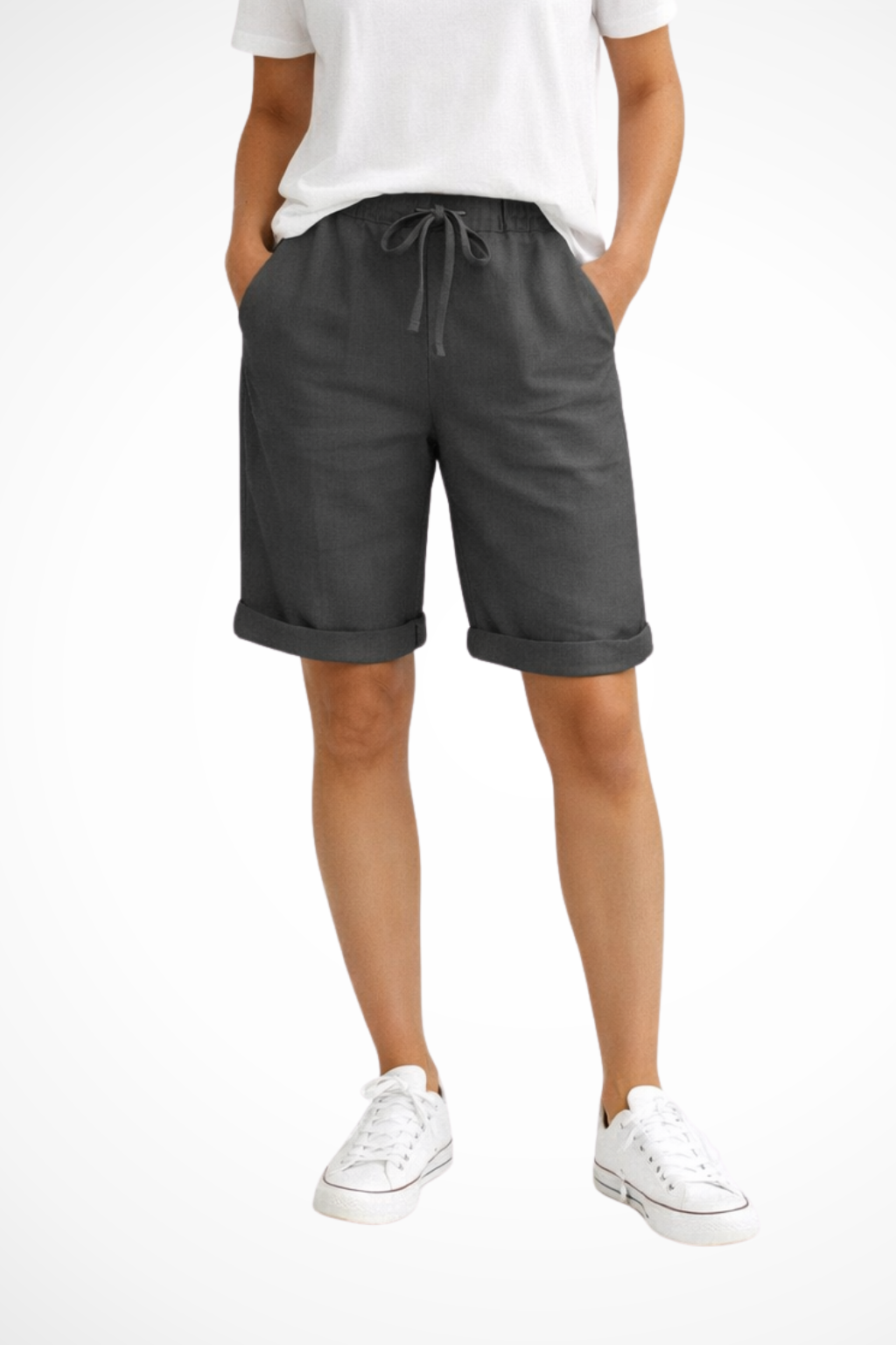 Veda | Women's Linen Capri Pants | Relaxed Fit, Elastic Waist | Everyday Wear