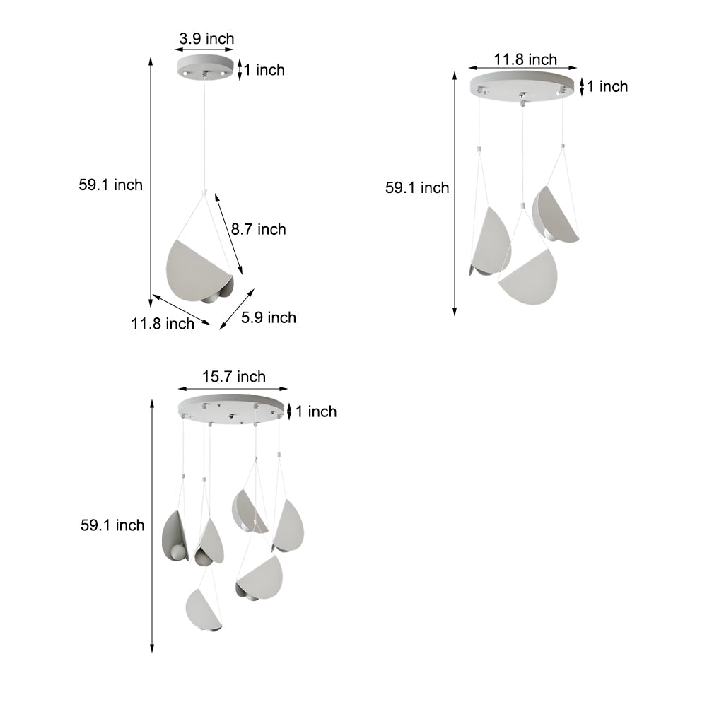 Leah | Pendant Lamp | Minimalist Half Moon, White | 1/3/6-Light
