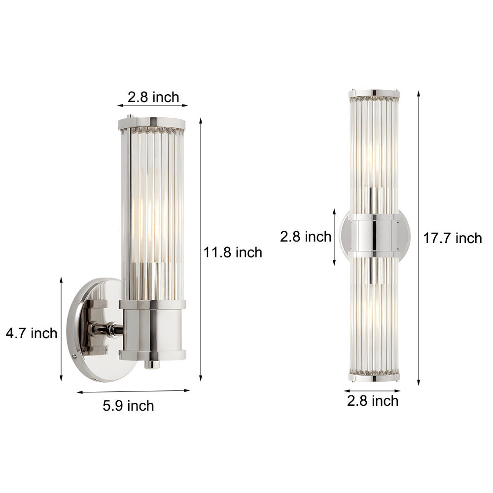 Mila | Wall Lamp | Modern Cylindrical Glass, 1/2-Light | Chrome & Gold
