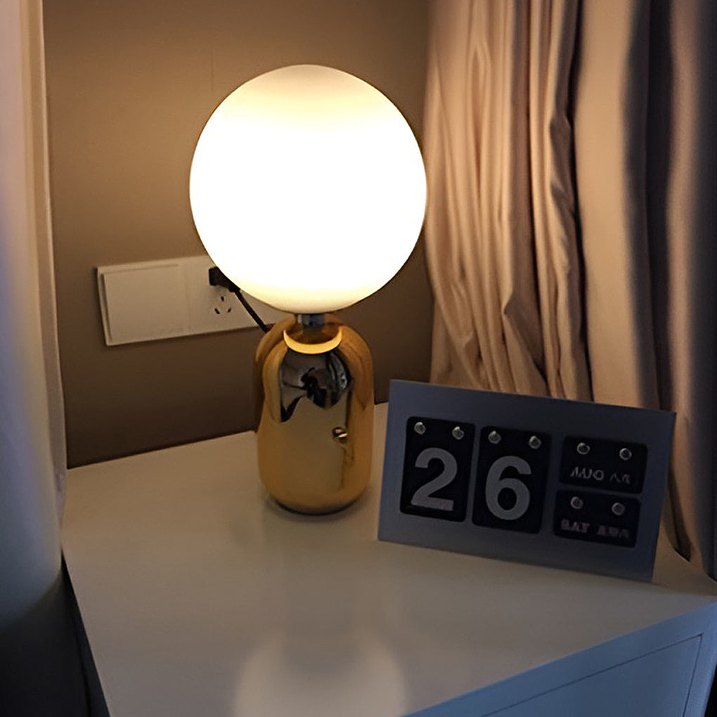 Opal | Table Lamp | Hand-Blown Glass, Nordic Style | Gold & Black