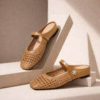 Orthopedic Mules Women Mary Jane Strap Flats Breathable Open Weave