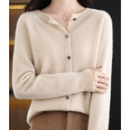 Nova | Women's Merino Wool Sweater | Round Neck, Button Placket | Slim Fit