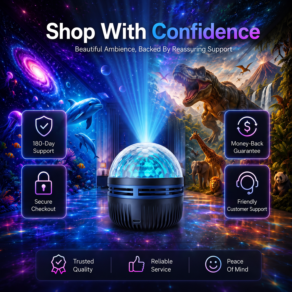 Galaxy Sky Projector Night Light | 360 Rotating USB Powered