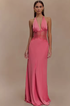 Mila | Women's Halter Neck Backless Maxi Dress | Wedding Guest