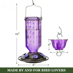 Indra | Hummingbird Feeder | 24oz Glass, Leak-Proof, 6 Flower Ports