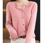 Nova | Women's Merino Wool Sweater | Round Neck, Button Placket | Slim Fit